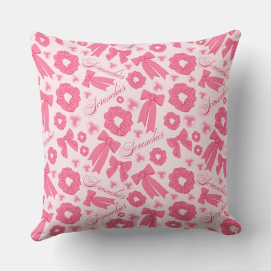 Pink Girly Scrunchies Pattern Cute Hair Accessory  クッション (裏面)