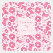 Pink Girly Scrunchies Pattern Cute Hair Accessory  スクエアシール (正面)