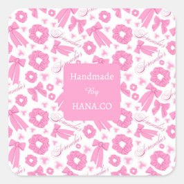 Pink Girly Scrunchies Pattern Cute Hair Accessory  スクエアシール