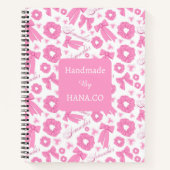 Pink Girly Scrunchies Pattern Cute Hair Accessory  ノートブック (正面)