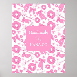 Pink Girly Scrunchies Pattern Cute Hair Accessory  ポスター