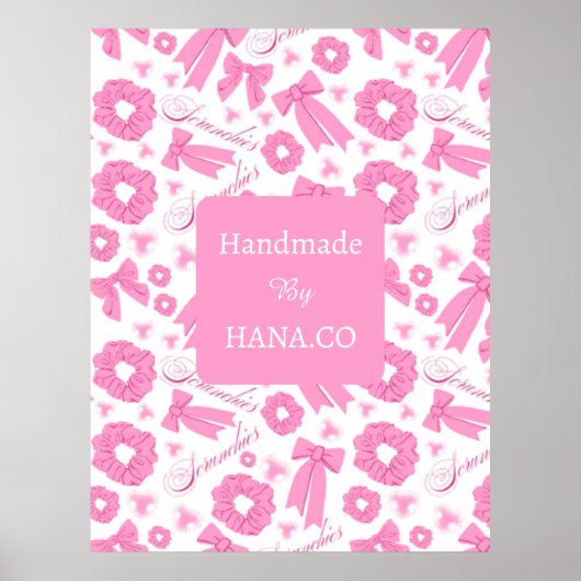 Pink Girly Scrunchies Pattern Cute Hair Accessory  ポスター (正面)