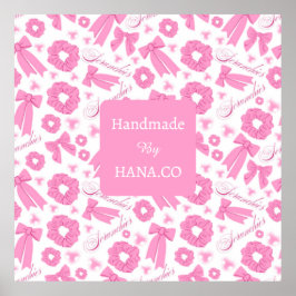 Pink Girly Scrunchies Pattern Cute Hair Accessory  ポスター