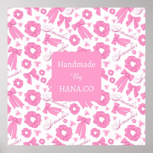 Pink Girly Scrunchies Pattern Cute Hair Accessory ポスター (正面)