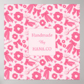 Pink Girly Scrunchies Pattern Cute Hair Accessory  ポスター (正面)
