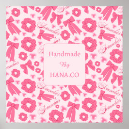 Pink Girly Scrunchies Pattern Cute Hair Accessory  ポスター