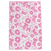 Pink Girly Scrunchies Pattern Cute Hair Accessory  ミディアムペーパーバッグ (裏面)