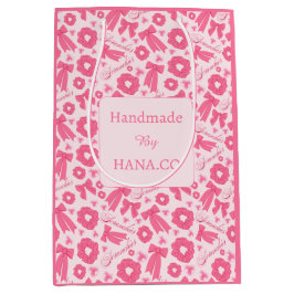 Pink Girly Scrunchies Pattern Cute Hair Accessory  ミディアムペーパーバッグ