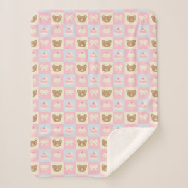 Pink Girly Teddy Bear Sherpa Baby Blanket シェルパブランケット