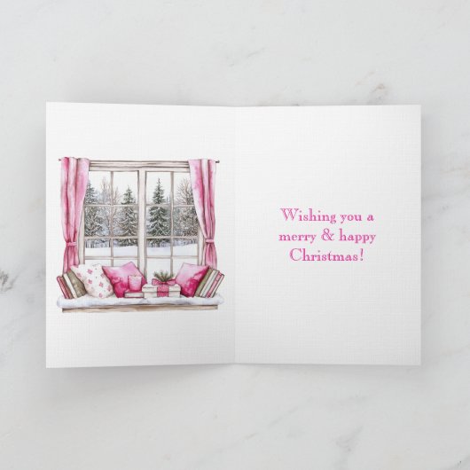 Pink Glam Christmas Trees Window カード (内部)