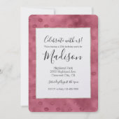 Pink Glam Glitzy Lips Birthday 招待状 (正面)