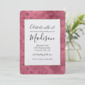 Pink Glam Glitzy Lips Birthday 招待状 (スタンド正面)