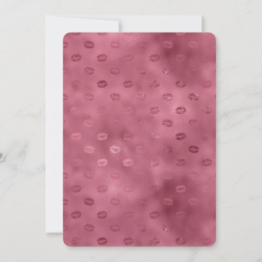Pink Glam Glitzy Lips Birthday 招待状 (裏面)