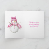 Pink Glam Snowman Snowwoman Christmas カード (内部)