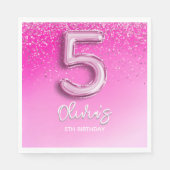 "Pink Glitter 5th Birthday Napkins – Five and Fabu スタンダードランチョンナプキン (正面)