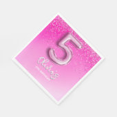 "Pink Glitter 5th Birthday Napkins – Five and Fabu スタンダードランチョンナプキン (角)