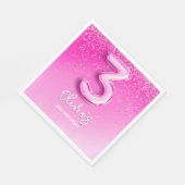 Pink Glitter Balloon 3rd Birthday Party for Girls スタンダードランチョンナプキン (角)