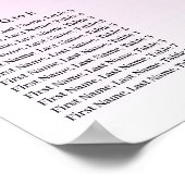 Pink Glitter Birthday Alphabetic Seating Plan ポスター (角)