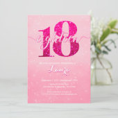 Pink Glitter Bliss 18th Birthday  招待状 (スタンド正面)