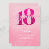 Pink Glitter Bliss 18th Birthday  招待状 (正面/裏面)