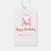 Pink glitter bow add name letter monogram birthday ギフトタグ (裏面)