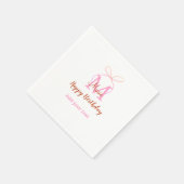 Pink glitter bow add name letter monogram birthday スタンダードカクテルナプキン (角)