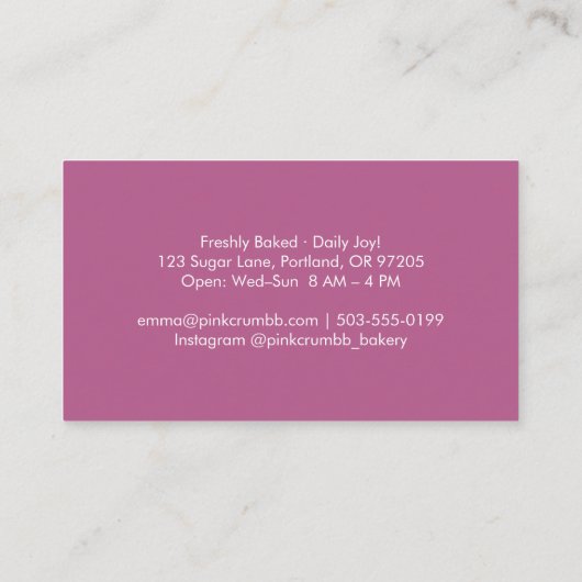 Pink Glitter Bread Logo Bakery 名刺 (裏面)