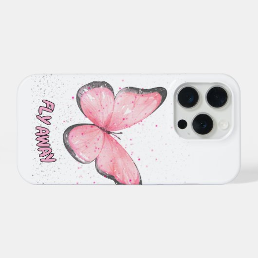 pink glitter butterfly iPhoneケース (裏面横)