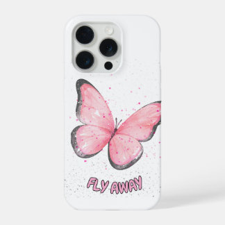 pink glitter butterfly iPhone 15 proケース