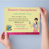 Pink Glitter Cartoon Maid House Cleaning Service  チラシ (手)