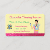 Pink Glitter Cartoon Maid House Cleaning Service  名刺 (正面)