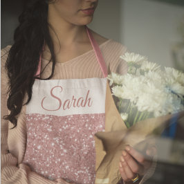 Pink Glitter Custom Name Kitchen Apron エプロン