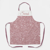 Pink Glitter Custom Name Kitchen Apron エプロン (正面)