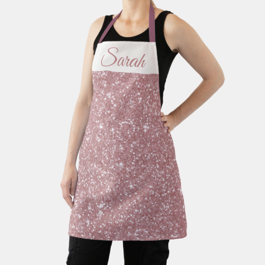Pink Glitter Custom Name Kitchen Apron エプロン (インサイチュ)