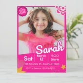 Pink Glitter Doll Inspired Birthday Invitation (スタンド正面)