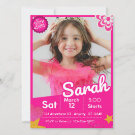 Pink Glitter Doll Inspired Birthday Invitation