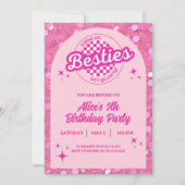 Pink Glitter Doll Themed Birthday Invitation 招待状 (正面)