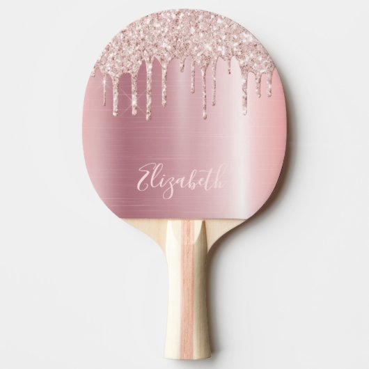 Pink glitter drip 卓球ラケット (正面)