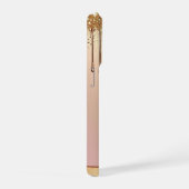 Pink Glitter Drip Over Gold Metallic Background iPhoneケース (右側面)