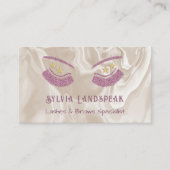 Pink Glitter Eyelashes & Beige Cream Marble 名刺 (正面)