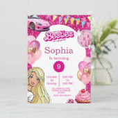 Pink Glitter Fashion Doll Birthday Invite 招待状 (スタンド正面)