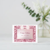 Pink glitter frame bow business card 名刺 (スタンド正面)