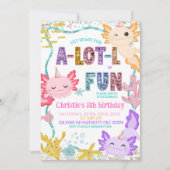 Pink Glitter girl Axolotl birthday invitation 招待状 (正面)