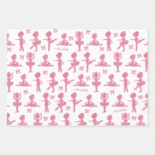 Pink Glitter Girl Ballerina Pattern Birthday Party ラッピングペーパーシート (正面3)