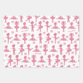 Pink Glitter Girl Ballerina Pattern Birthday Party ラッピングペーパーシート (正面)