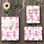 Pink Glitter Girl Ballerina Pattern Birthday Party ラッピングペーパーシート<br><div class="desc">Add a a touch of ballet to the birthday gift of your little girl with this adorable dancing ballerina set of wrapping paper sheets. Gift wrap sheet set has a pattern of pink glitter ballerinas and cute bows. Add a first name for a personalized touch. This custom wrapping paper makes...</div>
