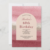 Pink Glitter Glam Bling Sparkle 60th Birthday 招待状 (正面)