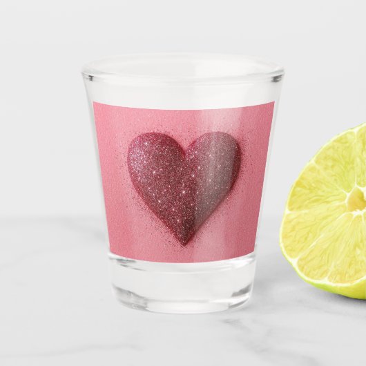 Pink glitter heart shot glasses. ショットグラス (正面)
