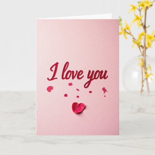 Pink Glitter I Love You Card カード (黄色い花)