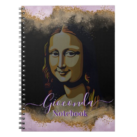 Pink Glitter Leonardo Da Vinci Gioconda ノートブック (正面)